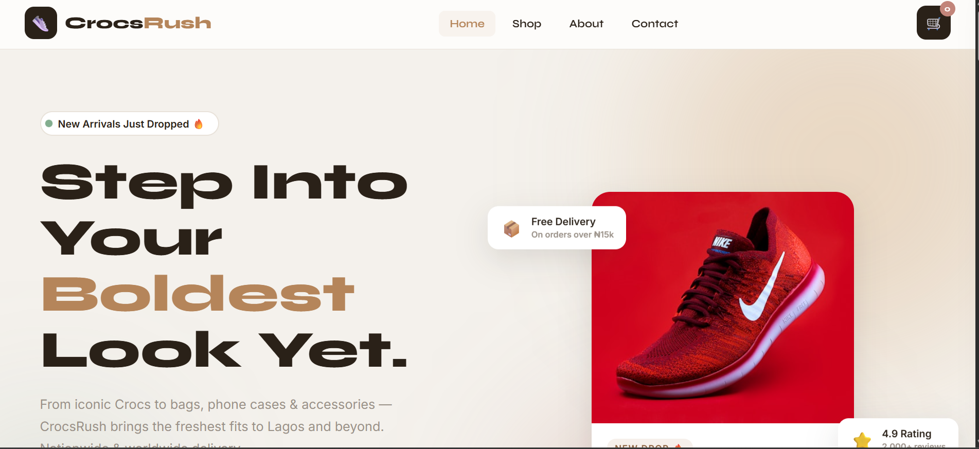 Crocs Rush homepage screenshot