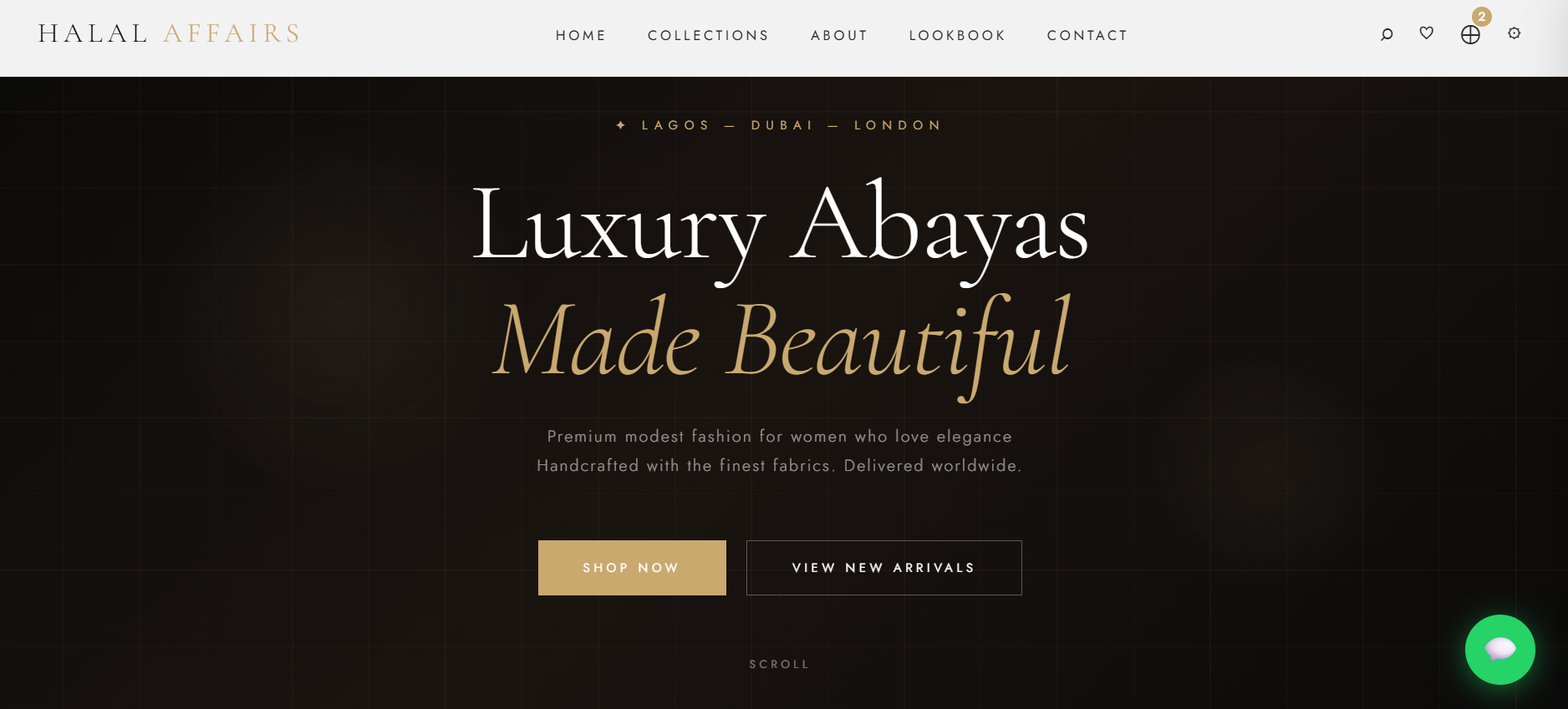 Halal Affairs homepage screenshot