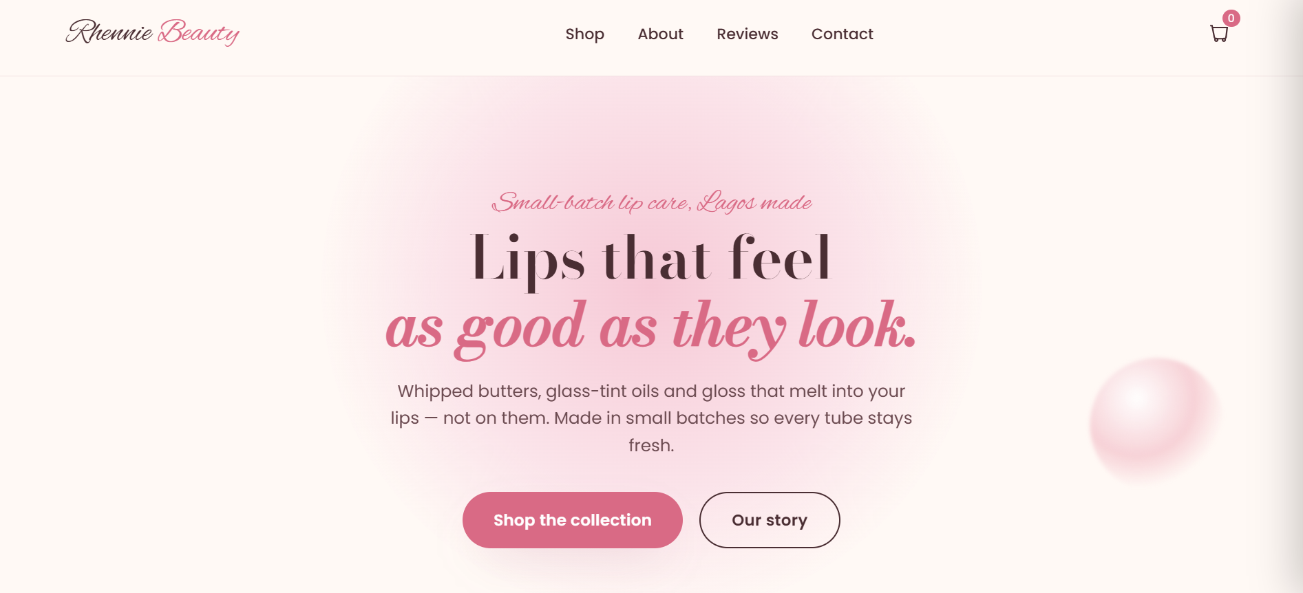 Rhennie Beauty homepage screenshot